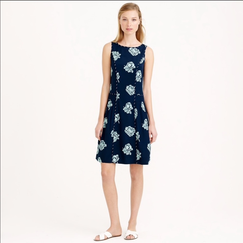 J. Crew Sleeveless Printed Peony Dress